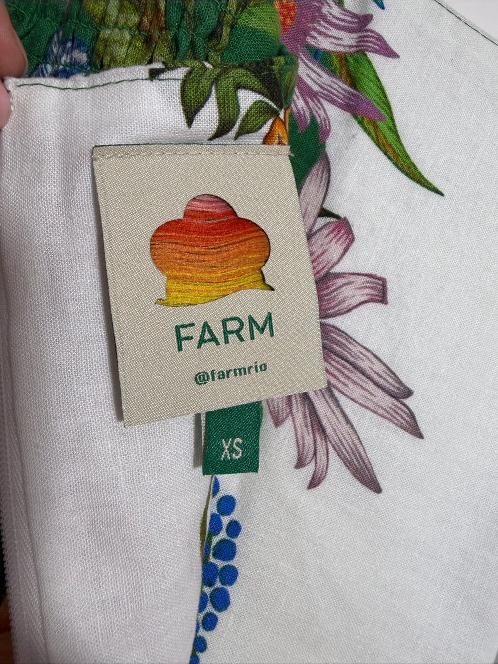 Farm Rio Sweet Bloom Dreamscape Linen Blend Midi Dress Green Floral XS SN332217 - Picture 8 of 11